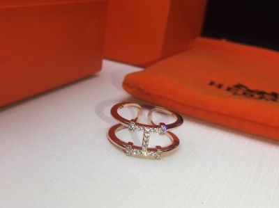 Perfect Replica Hermes Hollow Ring-Rose Gold Diamond